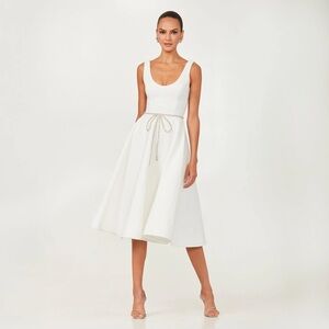 Helsi Helena Sleeveless Crystal Bow Fit & Flare Midi Dress in Off White
